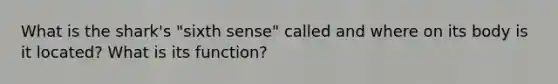 What is the shark's "sixth sense" called and where on its body is it located? What is its function?