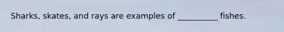 Sharks, skates, and rays are examples of __________ fishes.