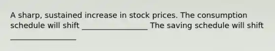 A sharp, sustained increase in stock prices. The consumption schedule will shift _________________ The saving schedule will shift _________________