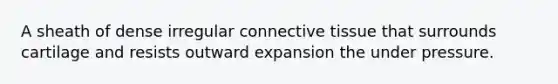 A sheath of dense irregular connective tissue that surrounds cartilage and resists outward expansion the under pressure.