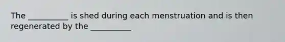 The __________ is shed during each menstruation and is then regenerated by the __________
