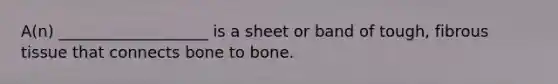 A(n) ___________________ is a sheet or band of tough, fibrous tissue that connects bone to bone.