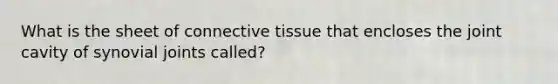 What is the sheet of <a href='https://www.questionai.com/knowledge/kYDr0DHyc8-connective-tissue' class='anchor-knowledge'>connective tissue</a> that encloses the joint cavity of synovial joints called?