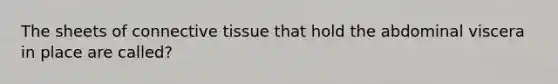 The sheets of connective tissue that hold the abdominal viscera in place are called?