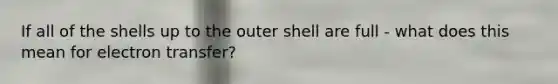 If all of the shells up to the outer shell are full - what does this mean for electron transfer?