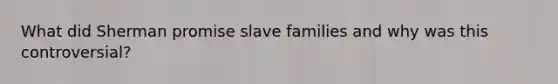 What did Sherman promise slave families and why was this controversial?