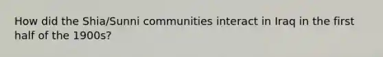 How did the Shia/Sunni communities interact in Iraq in the first half of the 1900s?