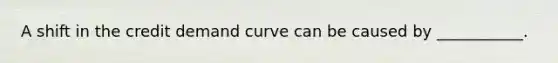 A shift in the credit demand curve can be caused by ___________.