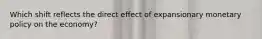 Which shift reflects the direct effect of expansionary monetary policy on the economy?