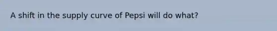 A shift in the supply curve of Pepsi will do what?