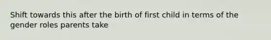 Shift towards this after the birth of first child in terms of the gender roles parents take