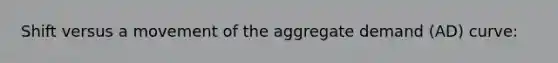 Shift versus a movement of the aggregate demand​ (AD) curve: