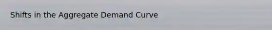 Shifts in the Aggregate Demand Curve