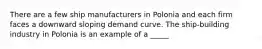 There are a few ship manufacturers in Polonia and each firm faces a downward sloping demand curve. The ship-building industry in Polonia is an example of a _____