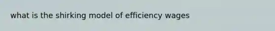 what is the shirking model of efficiency wages