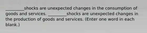 _________shocks are unexpected changes in the consumption of goods and services. _________shocks are unexpected changes in the production of goods and services. (Enter one word in each blank.)