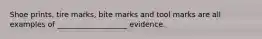 Shoe prints, tire marks, bite marks and tool marks are all examples of ___________________ evidence.