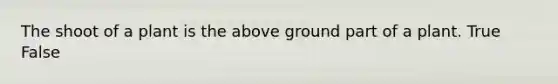 The shoot of a plant is the above ground part of a plant. True False