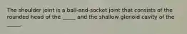 The shoulder joint is a ball-and-socket joint that consists of the rounded head of the _____ and the shallow glenoid cavity of the _____.