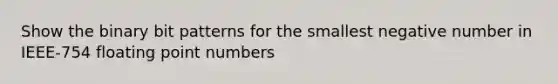 Show the binary bit patterns for the smallest negative number in IEEE-754 floating point numbers