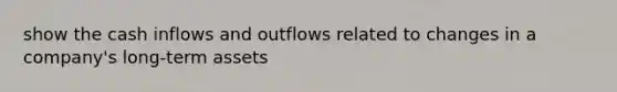 show the cash inflows and outflows related to changes in a company's long-term assets