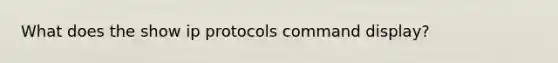 What does the show ip protocols command display?