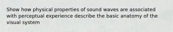 Show how physical properties of sound waves are associated with perceptual experience describe the basic anatomy of the visual system