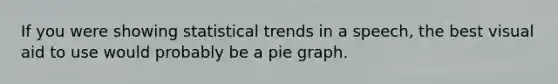 If you were showing statistical trends in a speech, the best visual aid to use would probably be a pie graph.