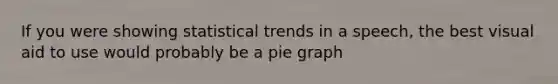 If you were showing statistical trends in a speech, the best visual aid to use would probably be a pie graph