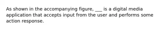 As shown in the accompanying figure, ___ is a digital media application that accepts input from the user and performs some action response.