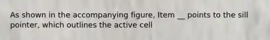 As shown in the accompanying figure, Item __ points to the sill pointer, which outlines the active cell