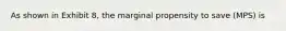 As shown in Exhibit 8, the marginal propensity to save (MPS) is