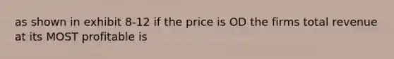 as shown in exhibit 8-12 if the price is OD the firms total revenue at its MOST profitable is