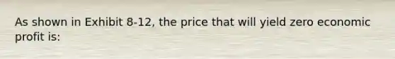 As shown in Exhibit 8-12, the price that will yield zero economic profit is: