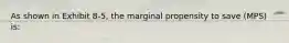 As shown in Exhibit 8-5, the marginal propensity to save (MPS) is: