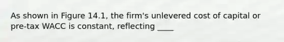 As shown in Figure 14.1, the firm's unlevered cost of capital or pre-tax WACC is constant, reflecting ____