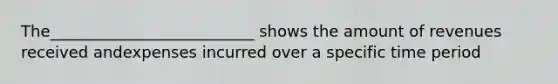 The__________________________ shows the amount of revenues received andexpenses incurred over a specific time period