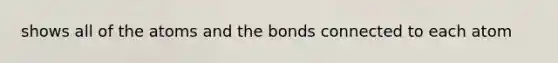 shows all of the atoms and the bonds connected to each atom