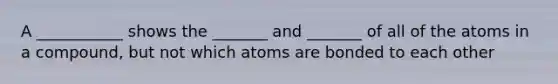 A ___________ shows the _______ and _______ of all of the atoms in a compound, but not which atoms are bonded to each other