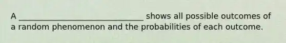 A _______________________________ shows all possible outcomes of a random phenomenon and the probabilities of each outcome.