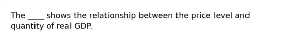 The ____ shows the relationship between the price level and quantity of real GDP.