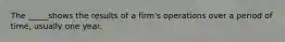 The _____shows the results of a firm's operations over a period of time, usually one year.