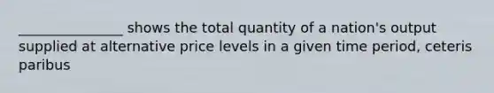 _______________ shows the total quantity of a nation's output supplied at alternative price levels in a given time period, ceteris paribus