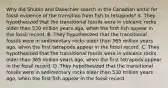 Why did Shubin and Daeschler search in the Canadian arctic for fossil evidence of the transition from fish to tetrapods? A. They hypothesized that the transitional fossils were in volcanic rocks older than 530 million years ago, when the first fish appear in the fossil record. B. They hypothesized that the transitional fossils were in sedimentary rocks older than 365 million years ago, when the first tetrapods appear in the fossil record. C. They hypothesized that the transitional fossils were in volcanic rocks older than 365 million years ago, when the first tetrapods appear in the fossil record. D. They hypothesized that the transitional fossils were in sedimentary rocks older than 530 million years ago, when the first fish appear in the fossil record.