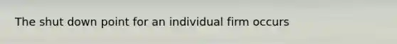 The shut down point for an individual firm occurs