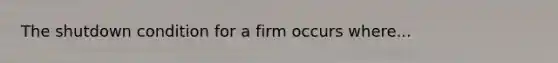 The shutdown condition for a firm occurs where...