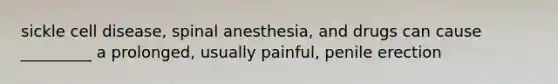 sickle cell disease, spinal anesthesia, and drugs can cause _________ a prolonged, usually painful, penile erection