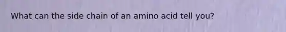 What can the side chain of an amino acid tell you?