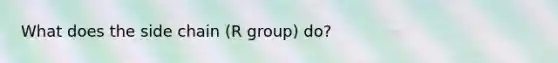 What does the side chain (R group) do?