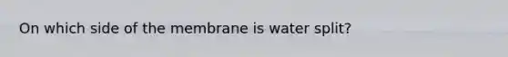 On which side of the membrane is water split?